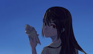 Preview wallpaper girl, smile, ice cream, anime, art, cartoon