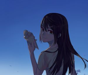 Preview wallpaper girl, smile, ice cream, anime, art, cartoon