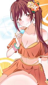Preview wallpaper girl, smile, ice cream, summer, anime