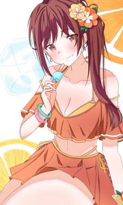 Preview wallpaper girl, smile, ice cream, summer, anime