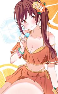 Preview wallpaper girl, smile, ice cream, summer, anime