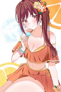 Preview wallpaper girl, smile, ice cream, summer, anime