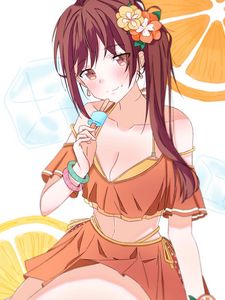 Preview wallpaper girl, smile, ice cream, summer, anime