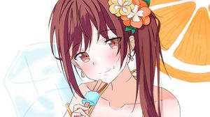 Preview wallpaper girl, smile, ice cream, summer, anime