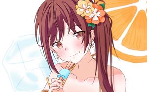 Preview wallpaper girl, smile, ice cream, summer, anime