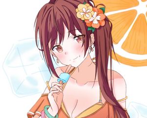 Preview wallpaper girl, smile, ice cream, summer, anime