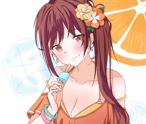 Preview wallpaper girl, smile, ice cream, summer, anime