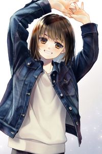 Preview wallpaper girl, smile, jacket, anime