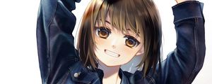Preview wallpaper girl, smile, jacket, anime