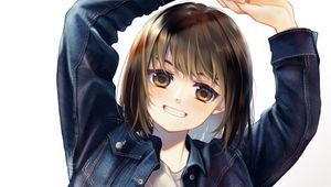 Preview wallpaper girl, smile, jacket, anime