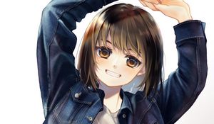Preview wallpaper girl, smile, jacket, anime