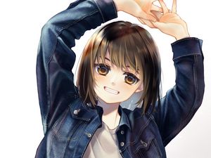 Preview wallpaper girl, smile, jacket, anime