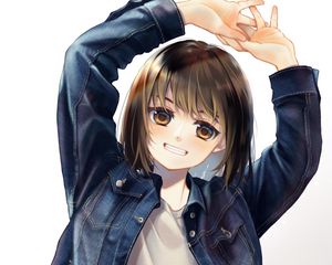 Preview wallpaper girl, smile, jacket, anime
