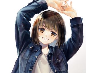 Preview wallpaper girl, smile, jacket, anime