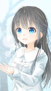 Preview wallpaper girl, smile, joy, snow, winter, anime