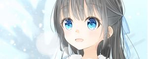 Preview wallpaper girl, smile, joy, snow, winter, anime