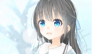 Preview wallpaper girl, smile, joy, snow, winter, anime