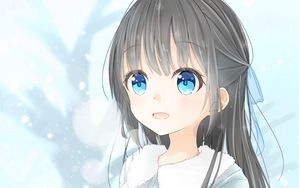 Preview wallpaper girl, smile, joy, snow, winter, anime