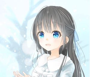 Preview wallpaper girl, smile, joy, snow, winter, anime