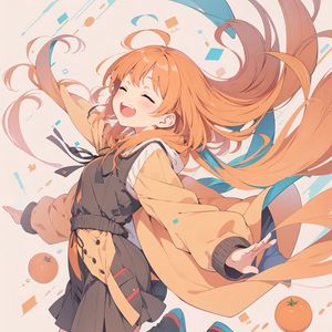 Preview wallpaper girl, smile, jump, oranges, anime, art