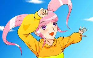 Preview wallpaper girl, smile, jump, happy, anime, art
