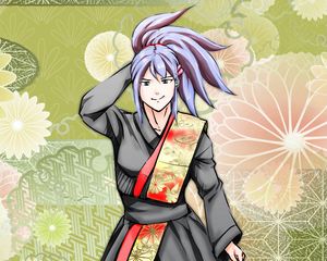 Preview wallpaper girl, smile, kimono, anime