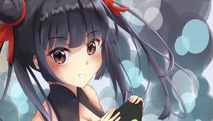 Preview wallpaper girl, smile, kimono, anime, art, cartoon