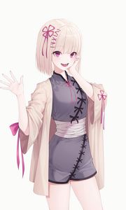 Preview wallpaper girl, smile, kimono, art, light