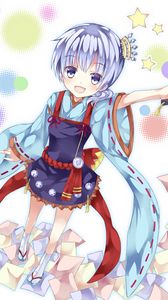 Preview wallpaper girl, smile, kimono, gesture, anime