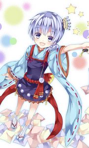 Preview wallpaper girl, smile, kimono, gesture, anime