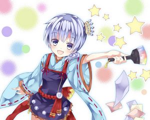 Preview wallpaper girl, smile, kimono, gesture, anime