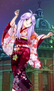 Preview wallpaper girl, smile, kimono, dance, anime