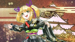 Preview wallpaper girl, smile, kimono, anime, colorful