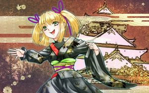 Preview wallpaper girl, smile, kimono, anime, colorful