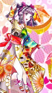 Preview wallpaper girl, smile, kimono, joy, anime