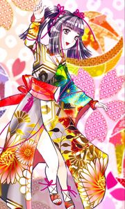 Preview wallpaper girl, smile, kimono, joy, anime