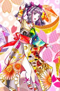 Preview wallpaper girl, smile, kimono, joy, anime