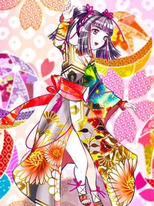 Preview wallpaper girl, smile, kimono, joy, anime