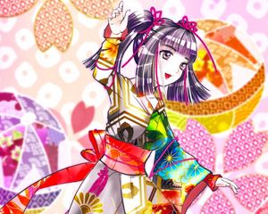 Preview wallpaper girl, smile, kimono, joy, anime