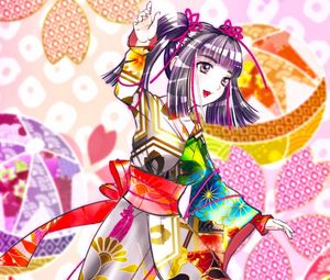 Preview wallpaper girl, smile, kimono, joy, anime