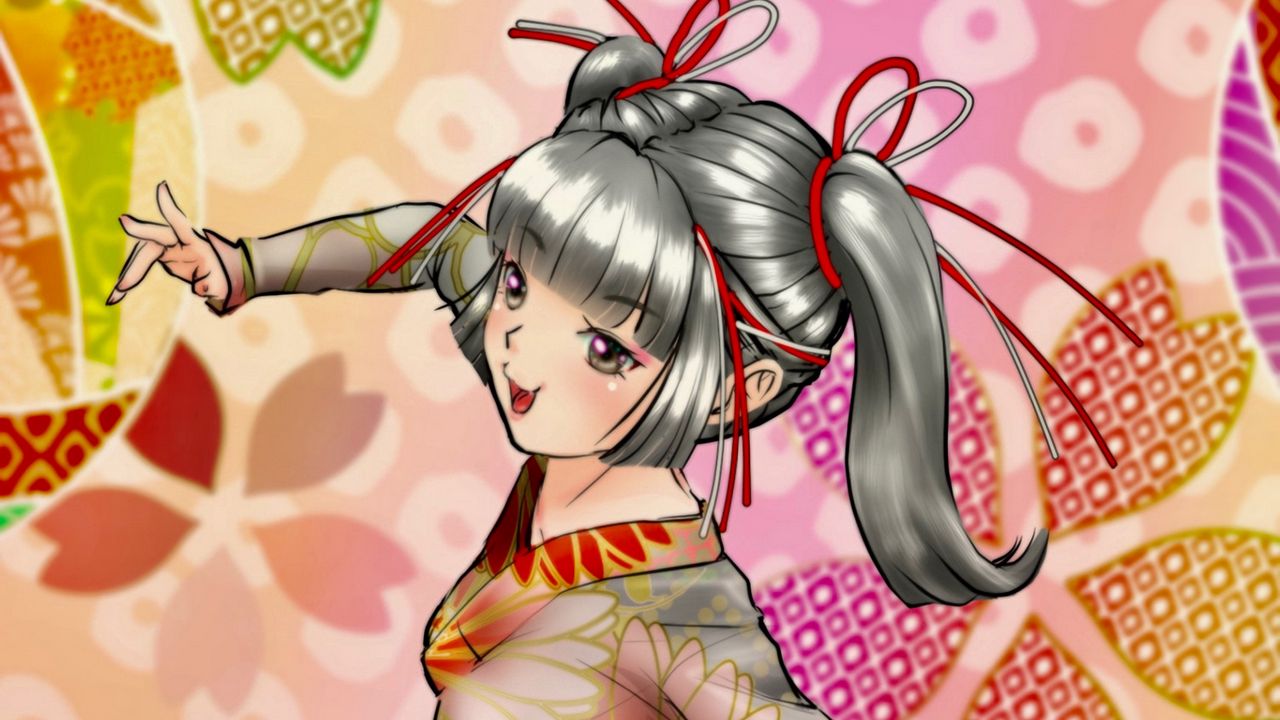 Wallpaper girl, smile, kimono, background, anime