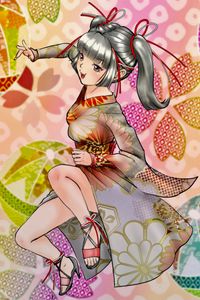 Preview wallpaper girl, smile, kimono, background, anime