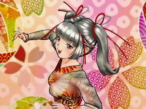 Preview wallpaper girl, smile, kimono, background, anime