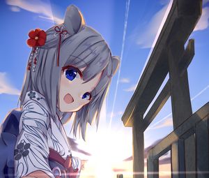 Preview wallpaper girl, smile, light, anime
