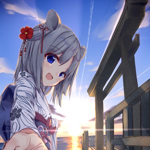 Preview wallpaper girl, smile, light, anime