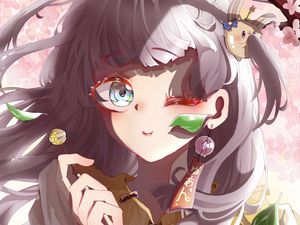 Preview wallpaper girl, smile, lollipop, anime, art