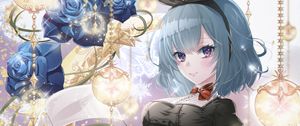 Preview wallpaper girl, smile, maid, flowers, anime, art, cartoon