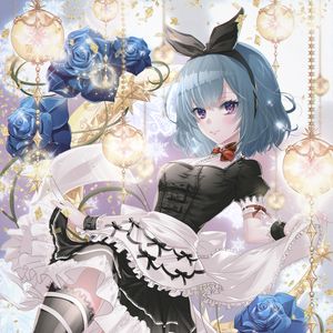 Preview wallpaper girl, smile, maid, flowers, anime, art, cartoon