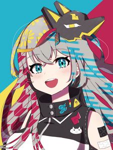 Preview wallpaper girl, smile, mask, anime, art, bright