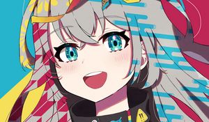 Preview wallpaper girl, smile, mask, anime, art, bright